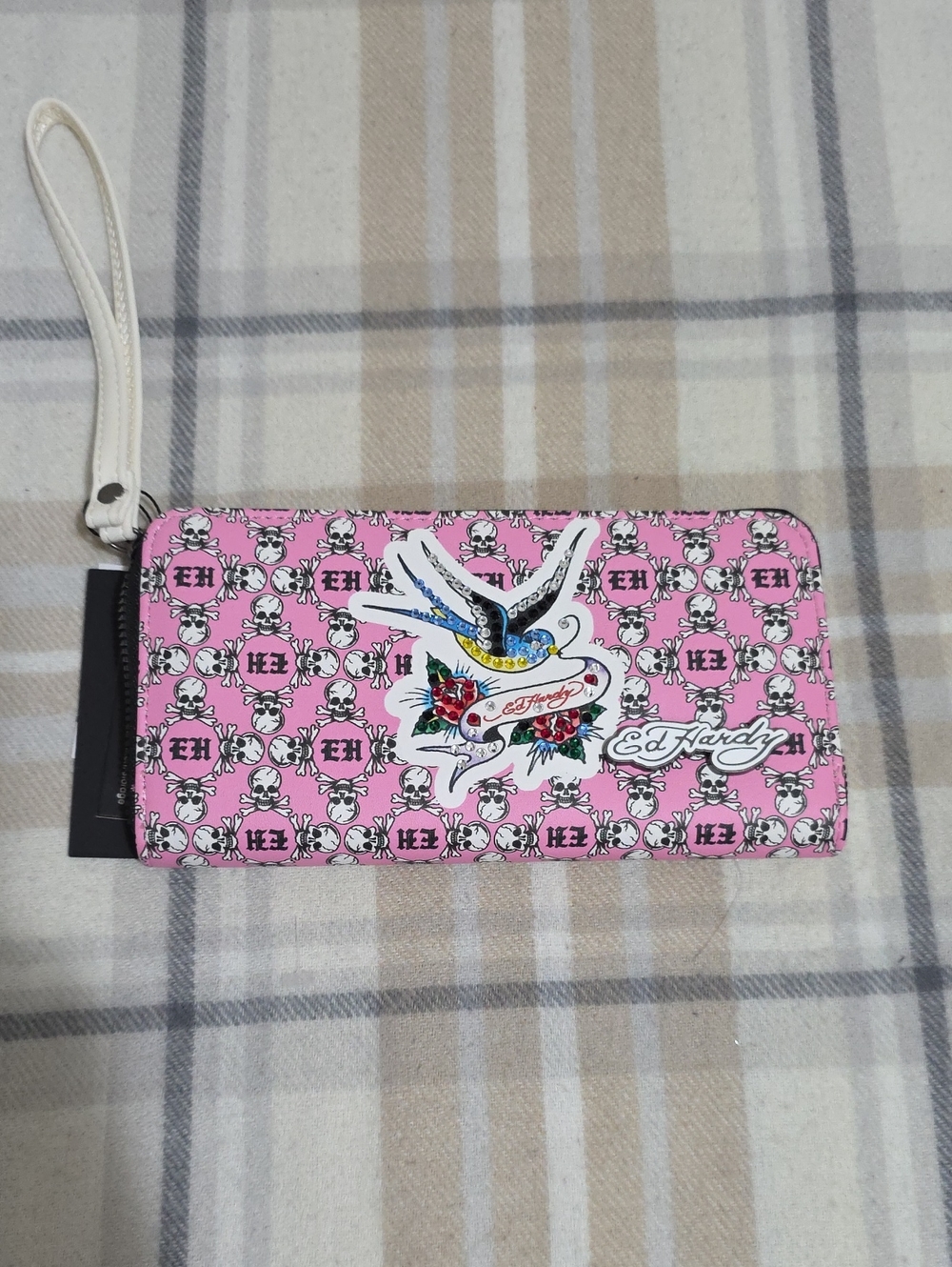 Ed Hardy Pink Tattoo Bird Wristlet Clutch